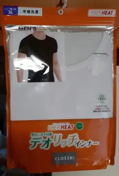 新品3L半袖丸首　デオリッチインナー　プレミアム　白　ファイバーヒート