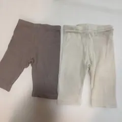 リブ編み ベビースパッツ 2点セット ブラウン ホワイト　七部丈