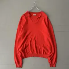 BEAUTY&YOUTH コットン スキッパー ニットポロシャツ XL レッド