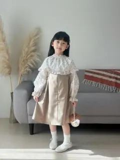 No.X2601｜ハンドメイド 女の子 小花柄ブラウス＆ジャンパースカートセット