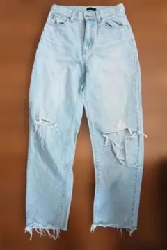 UNWOLD JEANS ライトブルー ダメージジーンズ23インチ