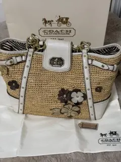 COACH ストロートートバッグ フラワーモチーフ