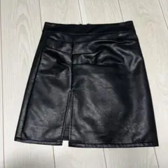 ブラック合成皮革タイトスカート レザー