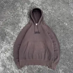 00s NIKE スウェットパーカー ブラウン ラバー 刺繍ロゴ スウッシュ