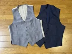 メンズ　スーツベスト　ストライプデザイン 2点セット　グレー　ネイビー　ビジネス