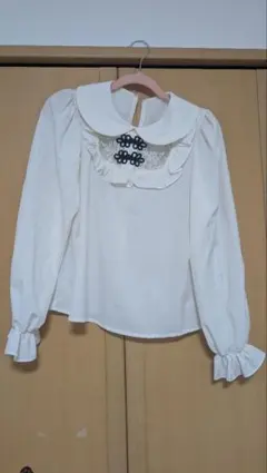 アンクルージュ ホワイト長袖チャイナブラウス
