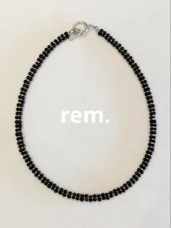 №205 ブラックのファルファーレ×シルバーのビーズネックレス