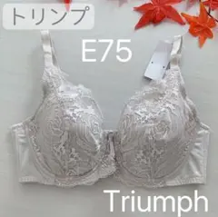 トリンプ　フルカップブラ　薔薇モチーフが素敵なレースブラジャー　E75 グレー