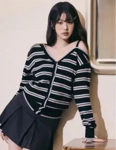 ROLAROLA オフショルボーダーカーディガン