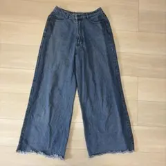 ハイウエスト ワイドデニムパンツ カットオフのサムネイル