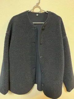 ユニクロ　ボアフリースリラックスカーディガン　69ネイビー　Lサイズ