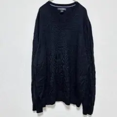 バナナリパブリック Vネックニット Vネック 長そで 無地 M 黒 毛 通勤
