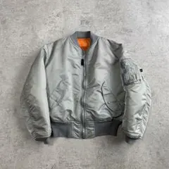 90s ALPHA MA-1 USA製 アルファ シルバー短丈