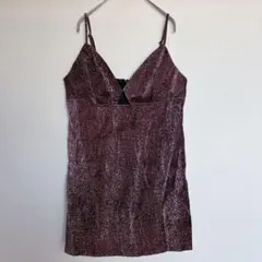 H&M ラメ入りキャミソールワンピース ボルドー Lサイズ パーティー