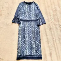 美品【RANAN】ラナン　レースワンピース　オケージョン　サイズL ネイビー