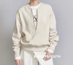BEAUTY&YOUTH 未使用 コットン裏毛 フロントジップ スウェット