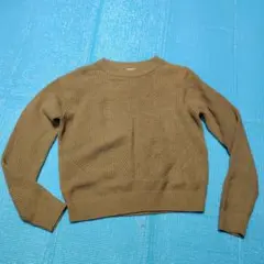 GU ベージュ リブ編み 長袖ニット M
