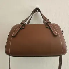 ブラウン 合成皮革2WAY ボストンショルダーバッグハンドバック