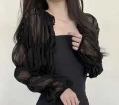 SHEIN シアー素材 シャーリング ボレロ ブラック