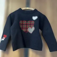 ハート柄ニットセーター ネイビー　ファミリア　familiar 難あり
