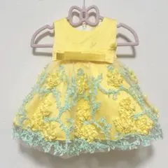 【美品】花柄ベビードレス イエロー 70cm