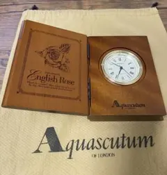 【超レア】アクアスキュータム WOODREX書籍型クオーツ置き時計 稼働品