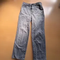 GUグレー ワイドレッグデニム