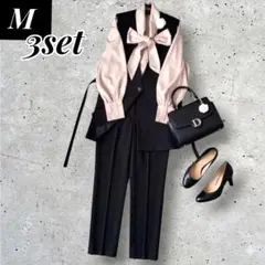 新生活 通勤 ZARAジレコーデ3点セット M 上品黒ベージュ ママスーツ