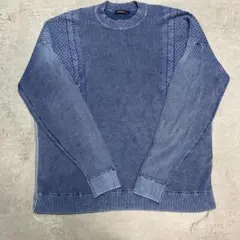 LOVELESS ラブレス 青 デニム リブ編みケーブルニットセーター 長袖 L
