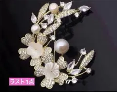 ブローチ ゴールド パール 桜 三日月型 入園 入学 結婚式 セレモニー 新品