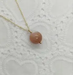 オレンジムーンストーンのネックレス　大粒　ゴールド　天然石　ペンダント