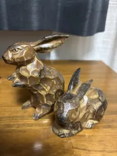 うさぎのミニインテリア置物　陶器　アンティーク品