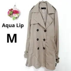 a5073 アクアリップ　ベージュ　トレンチコート　アウター　ベルト付　古着　M