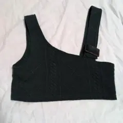 ダークグリーン 片肩ストラップ タンクトップ　ビスチェ