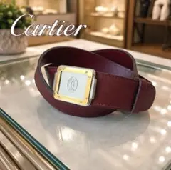 80s Cartier カルティエ ベルト 本革 ボルドー レッド マストライン