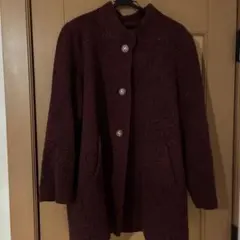 バーガンディ ロングコート ボタン付き