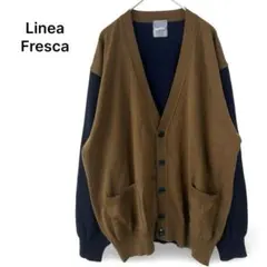 Linea Fresca バイカラー 配色ニット セーター ウール 毛100%