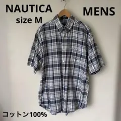 【美品】wg129 NAUTICA コットン半袖シャツ sizeM 綿100%のサムネイル