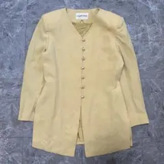 TOMROSE ノーカラーロングジャケット イエロー 【231】