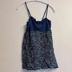 ベルシュカ 花柄 ワンピース チュニック M 紺 コットン 海外古着のサムネイル