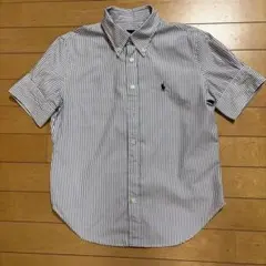 Ralph Lauren 半袖ストライプシャツ ボタンダウン