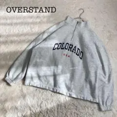 OVERSTAND トレーナー スウェット 長袖 ロゴ ホワイト ハイネック