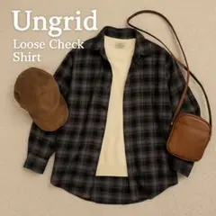✨️UNGRID　アングリッド グレー系チェック柄長袖シャツ　秋冬　Ｆサイズ