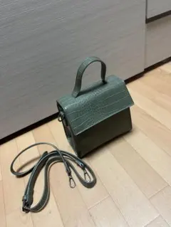 グリーン クロコダイル風 ショルダーバッグ