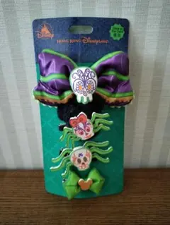 香港ディズニーランド スカル・スパイダー ヘアクリップセット