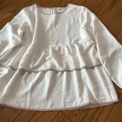 GLACIERフリル付きホワイト長袖トップス Ｌ