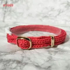 #1669 ハンドメイド　猫首輪　かぎ針編み※レッド