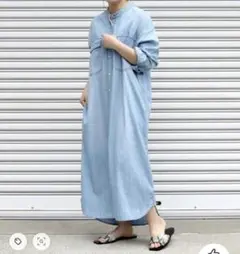 SLOBE IENA　LE DENIM light oz シャツワンピース　青