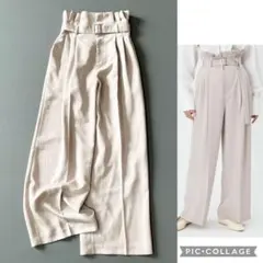 ▼極美品✨24SS✨フレイアイディー【1】ハイウエストベルト　スリータックパンツ