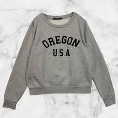 イング 長袖スウェット トレーナー グレー OREGON ロゴ 裏起毛 Mのサムネイル